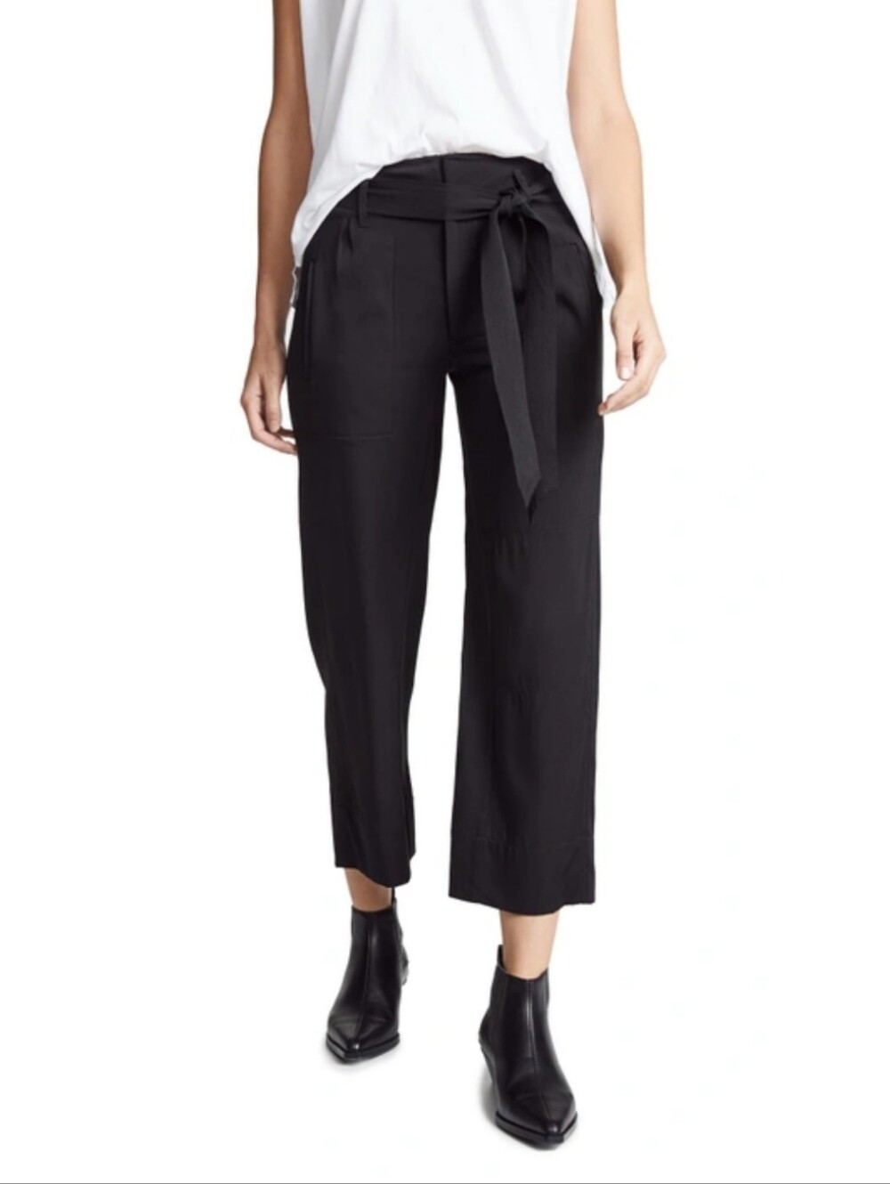 AYR Mirage Black Silk-blend Cropped Wide-leg Pants 4 Quiet  Luxury Minimalist